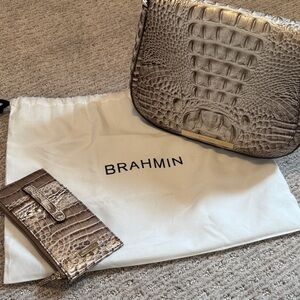 Brahmin Metallic Crocodile Embossed Crossbody Bag and Wallet